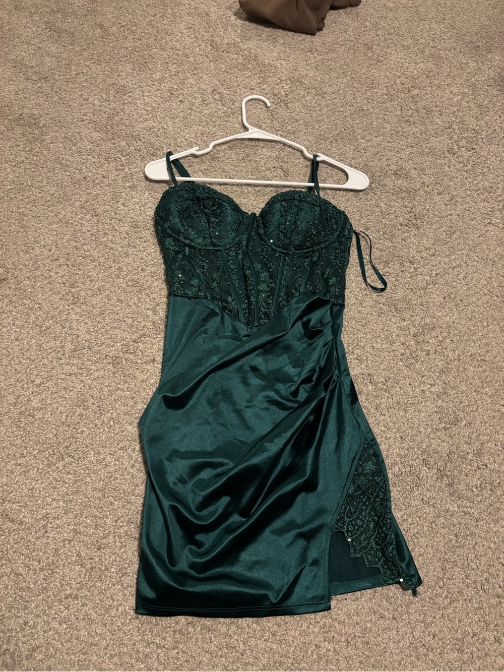 Windsor Emerald Green Lace Bustier Mini Dress